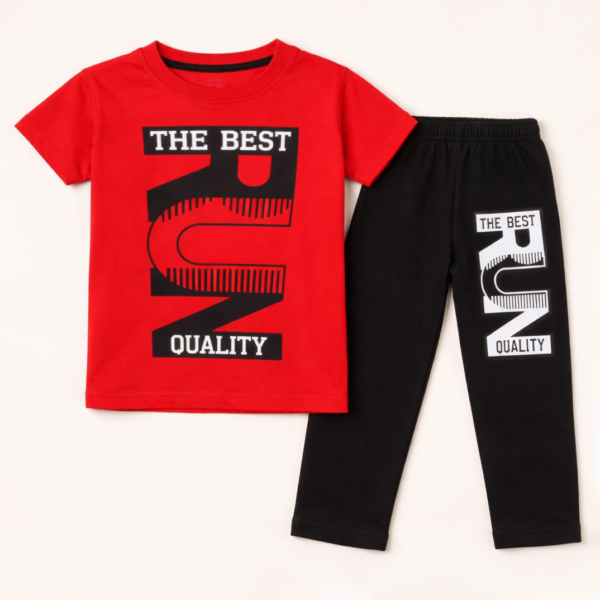 Kids Half Sleeves Printed Pajama Set Best Quality Red - Sunshine