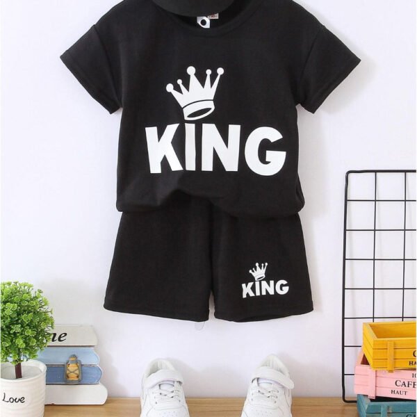Kids T-Shirt & Short Set King Black - Mini Charm