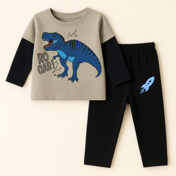 Pajama Set Dinosaur Grey - Sunshine
