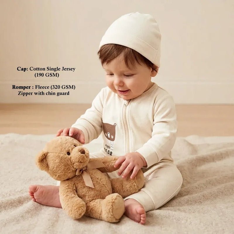 Baby Fleece Full Length Romper Set (Snuggly Bear) - Image 2